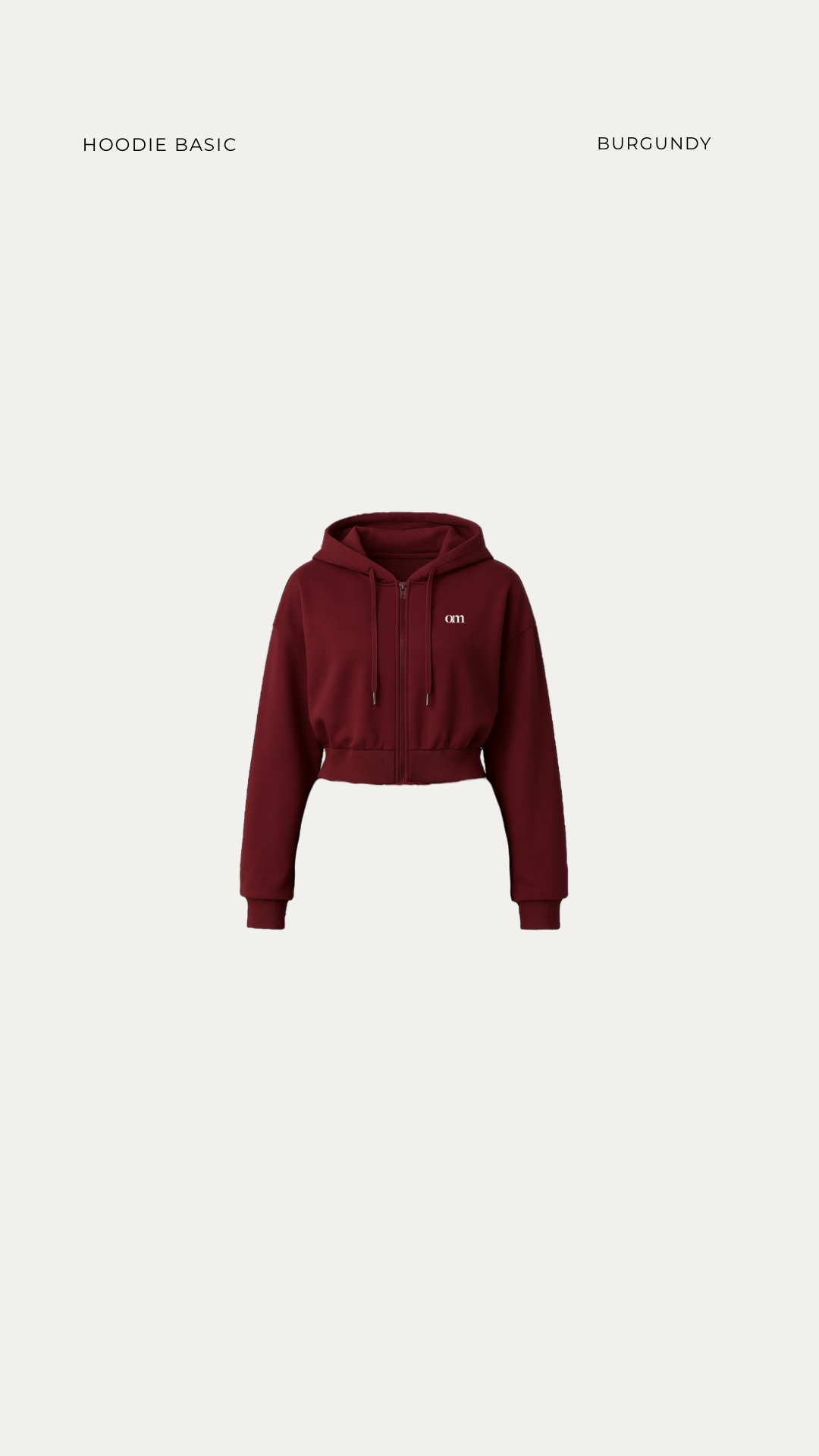 Basic Cropped Zip-Up Hoodie