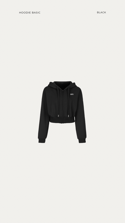 Basic Cropped Zip-Up Hoodie